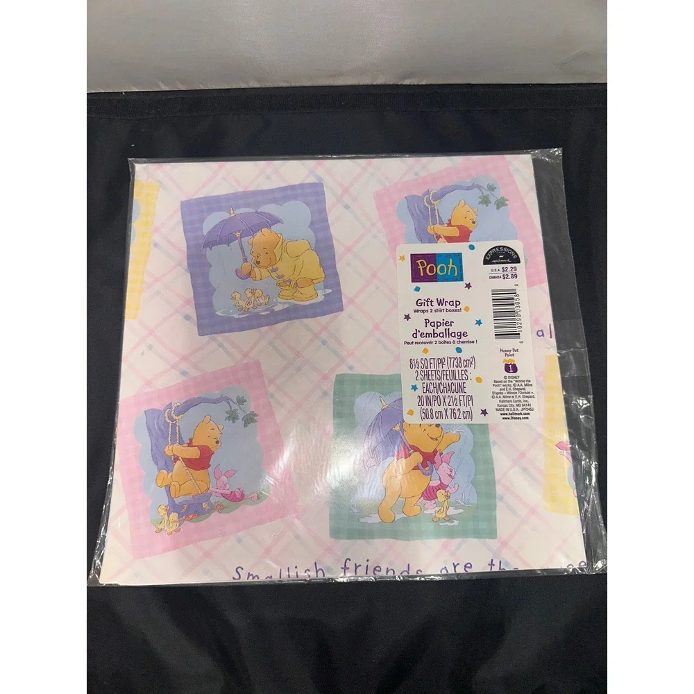 Vintage Disney Winnie the Pooh Hallmark Gift Wrap 2 Sheets 20x30 New Sealed